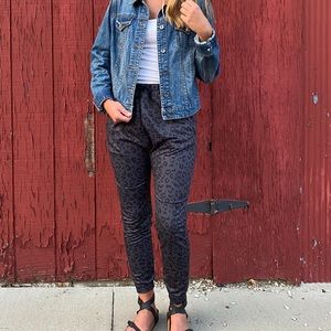 Gray Leopard Joggers